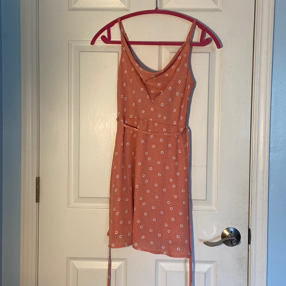 Pink floral Cowell neck dress